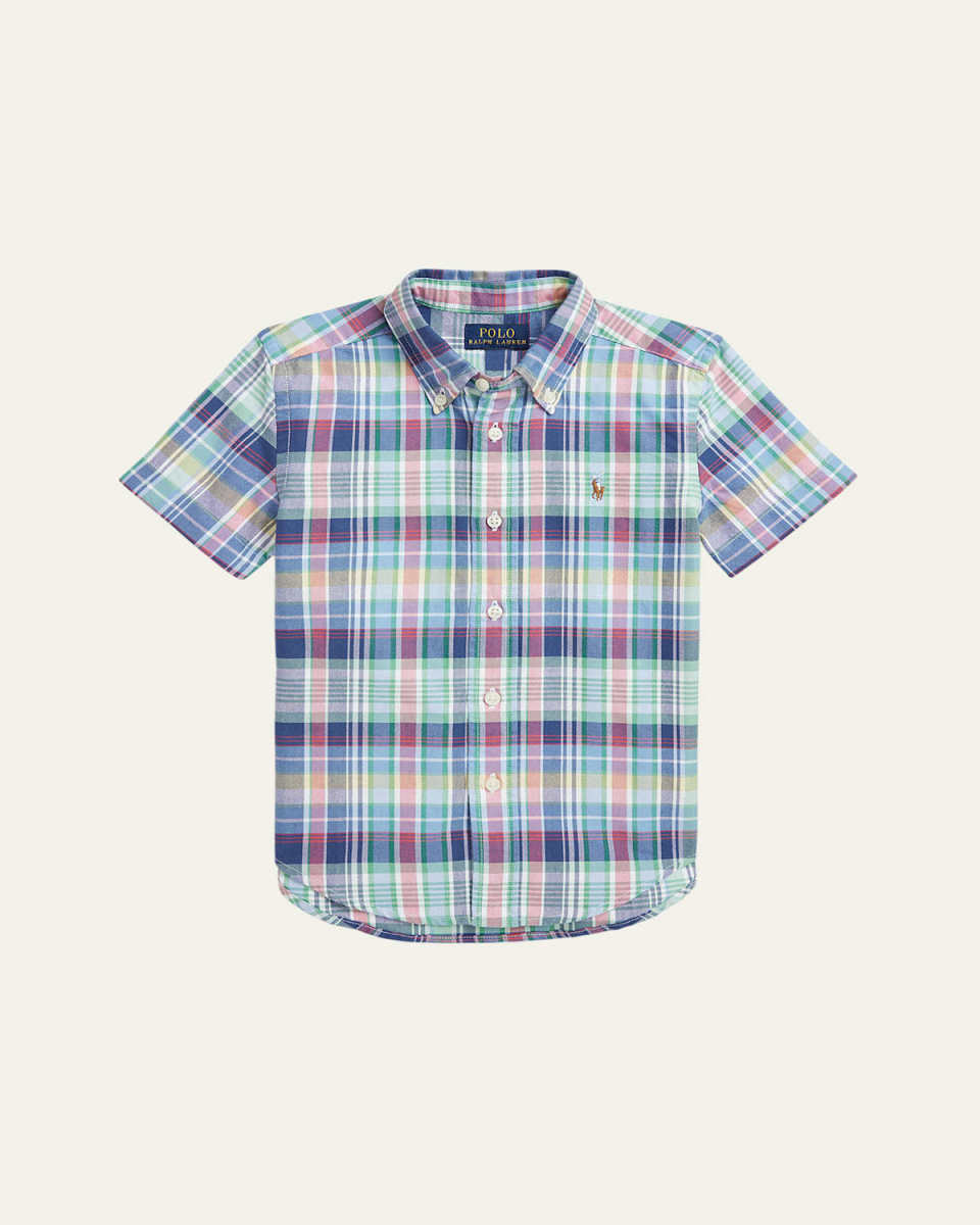 Boy's Plaid-Print Oxford Shirt, Size 2-7